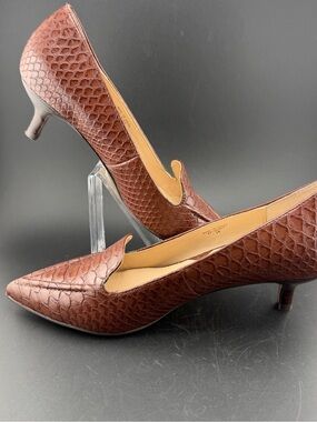 Adrienne Vittadini Shoes Womens 5.5 M Brown Leather AV-SCOUT Cone Heel Pumps